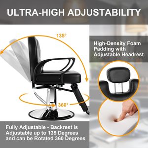 Custom High Quality All Black Belmont Antique <strong>Barber</strong> <strong>Chair</strong> Matte Black <strong>square</strong> with Headrest at Price in French Black Friday - Product Image 6