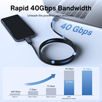Cable TUTI de Alta Calidad y Transmisión de Alta Velocidad, USB 4.0 Thunderbolt 5 de 2m, 240w, 40Gbps, 8k60hz, Thunderbolt 4 Pro para Laptop