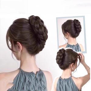 Pâte frite synthétique torsades boule <span class=keywords><strong>cheveux</strong></span> chignon griffe pince fleur bourgeon tête moelleux plat <span class=keywords><strong>cheveux</strong></span> dos tête perruque sac pour les femmes - Product Image 1