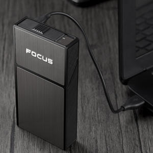 Étui à <span class=keywords><strong>cigarettes</strong></span> classique pour homme avec chargement USB, capacité 20 <span class=keywords><strong>cigarettes</strong></span> <span class=keywords><strong>fines</strong></span>, briquet à résistance chauffante 2-en-1, style personnalisé - Product Image 5