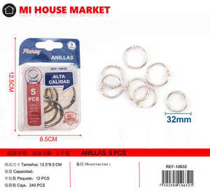 Anillas para libros Pioney, 5 unidades, de metal, para organizar documentos, uso en oficina - Product Image 1