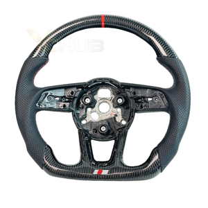Volante de Fibra de Carbono Brillante, Accesorio Interior para Audi A3 <span class=keywords><strong>S3</strong></span> 8V A4 B8 B9 A5 A6 C6 C7 S5 - Product Image 3
