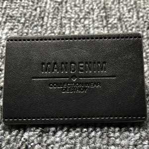 Guangzhou Lefeng Manufacturer Custom Debossed Logo Leather Brand Tag Handmade <strong>Black</strong> Leather Patch <strong>Labels</strong> For <strong>Jeans</strong> Garment - Product Image 4