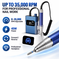 Yaqin 35000RPM Perceuse à ongles portable haute vitesse rechargeable avec support de charge, machine à ongles électrique