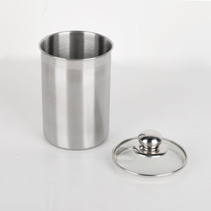 Thủy tinh nắp kín container 4-mảnh thép không gỉ thực phẩm Jar lưu trữ Canister thiết lập cho trà cà phê đường bột - Product Image 3