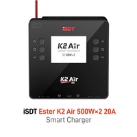 Cargador inteligente de doble canal ISDT Ester K2 Air AC/DC de 500W*2 20A con control por aplicación para modelos RC de aviones FPV LiPo LiHV de 1-6S