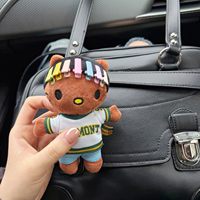 Juguete de Moda: Colgante de Peluche de Gato Negro para Mochila, Muñeco Pequeño de Peluche de Rapero Cantante, Adorno Colgante para Mochila Escolar, Edades 5-7