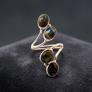 Women's 925 Sterling <b>Silver</b> Adjustable <b>Ring</b> Natural Labradorite Gemstone New Design Open <b>Ring</b> Bezel Setting Wholesale Jewelry - Product Image 3