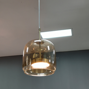 Contemporary Cylinder Glass Hanging <b>Light</b> Adjustable <b>Wire</b> Brass Fitting Pendant Lamp - Product Image 4