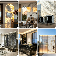 Panneaux décoratifs en marbre ultra-fins translucides de luxe avec support lumineux en acrylique pour entrée et mur TV