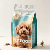 Sacs personnalisés avec logo, sacs à huit soudures latérales en aluminium avec fermeture éclair, 500g 1kg 2kg, emballage pour aliments pour chats et chiens, pochette verticale