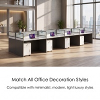 Serie de Escritorios Modulares Rectos, Ecológicos, Duraderos y Modernos para Oficina, Cubículo Lineal para Personal con Pantalla de Vidrio Esmerilado