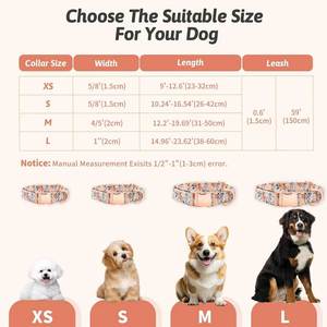 Conjunto de Collar y Correa para Perro, Collares Ajustables para Cachorros con Lazo Floral para Perros Hembras Pequeños, Medianos y Grandes - Product Image 3
