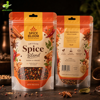 Sachets d'emballage transparents personnalisés pour épices, pochettes verticales avec fenêtre pour assaisonnements et poudres Tandoori