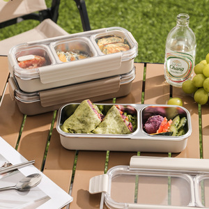 Bencircle CS03 700/740ml Portable Reusable Stainless Steel Compartment Leakproof Bento Lunch Box Food Container for Kids - Product Image 1