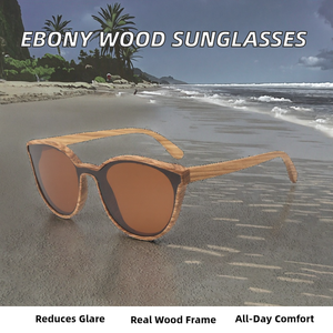 Gafas de Sol Unisex de Moda Hechas a Mano con Montura Vintage de Madera de Zebra y Bambú Polarizadas - Product Image 4