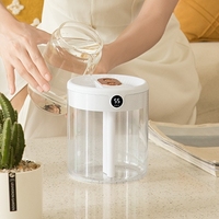 Humidificateur portable USB 1,5 L à grande capacité avec affichage LED et humidistat, en plastique, pour hôtel et voiture