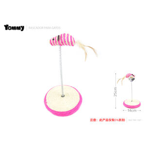 Tiragraffi per Gatti Yommy, Altezza 25 cm, con Design a Topolino Rosa per Gatti - Product Image 1