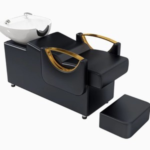 Poltrona da Salone di Bellezza Stile Moderno <span class=keywords><strong>con</strong></span> Lavatesta Reclinabile per Lavaggio Thai, <span class=keywords><strong>Lavabo</strong></span> in Ceramica e Lettino Integrato - Product Image 4