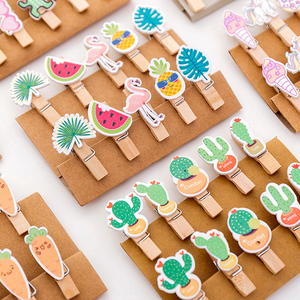 Petites pinces à vêtements en bois 35mm avec décoration pour fournitures scolaires - Product Image 4