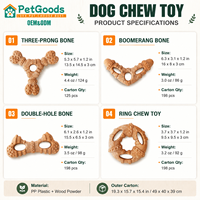 Jouet à mâcher pour chien en bois et plastique, anneau texturé pour soins dentaires, boomerang pour chiens de petite et moyenne taille, jouet d'entraînement pour animaux de compagnie