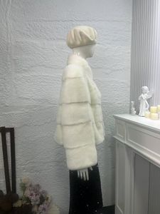 2025 натуральная белая шуба из норки, качественная зимняя Классическая короткая шуба из норки для женщин - Product Image 2