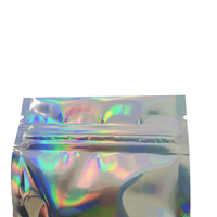 Sacs d'emballage holographiques laser personnalisés refermables avec fenêtre transparente avant et fermeture éclair, sacs en Mylar
