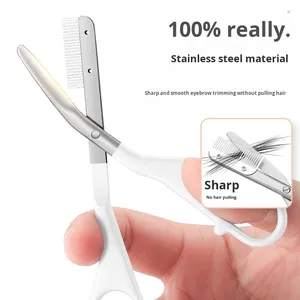 Ensemble de toilettage des <span class=keywords><strong>sourcils</strong></span> en acier inoxydable anti-rayures avec rasoir, <span class=keywords><strong>ciseaux</strong></span>, <span class=keywords><strong>peigne</strong></span> et <span class=keywords><strong>brosse</strong></span> - Conception portable - Product Image 3