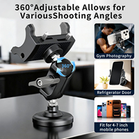 Support magnétique universel en alliage d'aluminium à vente chaude, pince pour téléphone en silicone, adaptateur à vis 1/4'', support GoPro