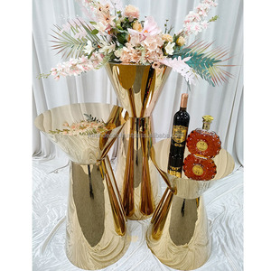 Furun Juego personalizado de tres mesas de postre con cabeza de hongo de acero inoxidable de alta calidad para decoración de bodas y fiestas - Product Image 2