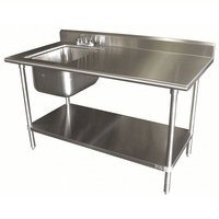 Évier de cuisine commercial autoportant en acier inoxydable avec égouttoir, cuve simple, évier 3 couches 1000*600*800MM pour garage, buanderie, laboratoire