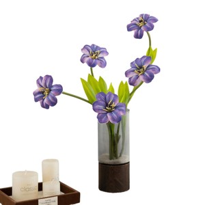 Tulipanes Artificiales Meng Jie, Flores de Poliéster Rojo Anaranjado, Arreglo Decorativo de Escritorio - Product Image 5