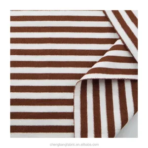 Chengbang Knitting In Bulk Yarn dyed white stripe 100% cotton french terry for hoodies, sweatshirt