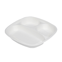 Assiette en papier jetable de bonne qualité alimentaire assiette à bagasse profonde à 3 compartiments avec couvercle sans danger pour le réfrigérateur pour le service des aliments