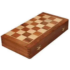 Juego de ajedrez magnético de madera de 14 pulgadas con almacenamiento, juego de mesa de viaje plegable con almacenamiento