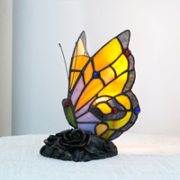 Lampe de table papillon en verre teinté de style vintage personnalisée, veilleuse AC pour la décoration de la maison, pour les chambres, les bureaux, les salles d'étude