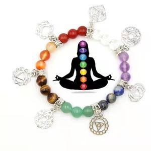 Pulseras de 7 Chakras Naturales al por Mayor, Pulseras de Piedras Preciosas de Cristal para Mujer, Regalo - Product Image 1