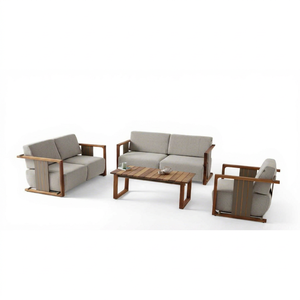Fauteuil de salon moderne en tissu teck, chaise d'appoint rembourrée pour extérieur, patio, hôtel et jardin - Product Image 1