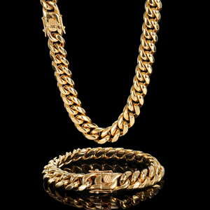 Collar de Cadena Cubana de Acero Inoxidable de Alta Calidad con Acabado Pulido, Chapado en Oro de 18K, Estilo Hiphop para Hombre - Product Image 4