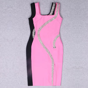 Robe de soirée élégante et sexy pour femme, en satin uni de haute qualité, style européen et américain, taille naturelle, coupe ajustée - Product Image 4