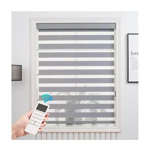 Battery Powered Motor Indoor Zebra Blinds Window Covering Double Layer Motorized Luxury Curtains for Bedroom