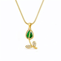 Kalung Liontin Tulip Baja Tahan Karat Terlaris Lintas Negara untuk Wanita, Gaya Sporty Bambu, Modis, Serbaguna, dan Unik