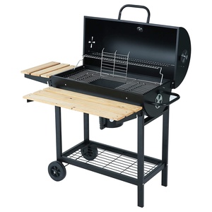 Parrilla de <span class=keywords><strong>Carbón</strong></span> Grande y Moderna de Hierro para Exteriores con Mesas Laterales, <span class=keywords><strong>Ruedas</strong></span>, Carrito Portátil, Ahumador para Patio, Jardín y Cocina - Product Image 4