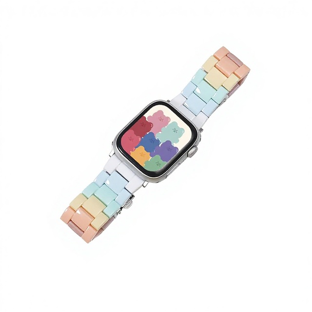 Smart Watch Strap for for for 1-8 Gen Candy Color Resin Acrylic Transparent Rainbow Straight Style 20-22mm Folding