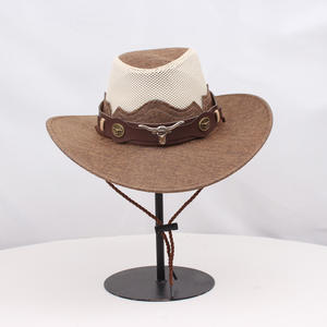Chapeau de cowboy occidental pour hommes femmes imprimé <span class=keywords><strong>Tibet</strong></span> Style été voyage en plein air Protection solaire pour fête Ski PU feutre pour les vacances - Product Image 4