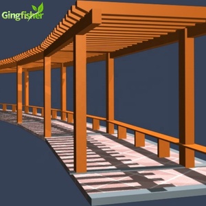 Pergola Courbée pour Patio, Arbre à Voiles en <span class=keywords><strong>Bois</strong></span> Traité sous Pression et en Plastique, Design en Tube d'Acier Galvanisé Écologique, Inspiré de la Nature - Product Image 2