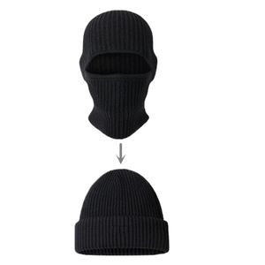 Custom 2 in 1 <strong>Skimask</strong> Winter <strong>Knitted</strong> Hat Black Full Jacquard One Hole Face <strong>Knitted</strong> Ski Mask Balaclava - Product Image 4