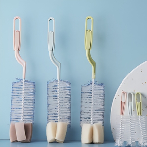 Juego de cepillos de limpieza diaria para madre y bebé, incluye cepillos de esponja de material PP para tetinas, vasos y biberones - Product Image 1