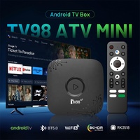 TV98 ATV MINI IPTV STB 8K HDR Streaming Internet Ott WiFi 6 Potente Integrado Chromecast Premium Smart Android 14 Decodificador de TV Superior