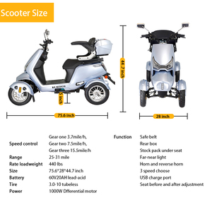 Vehículo Eléctrico KSM-920 con Doble Asiento, Scooter de Movilidad de 4 Ruedas de Alta Resistencia, Operado con Batería, Seguro para Personas Mayores y con Discapacidad - Product Image 5
